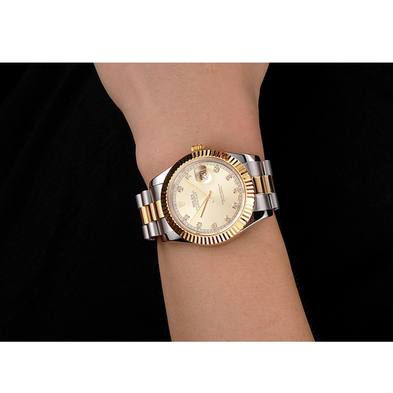 AAA Replica Watches And Gold Stainless Dial Tone Bracelet Datejust Bezel Case Two Steel Swiss Rolex 0824